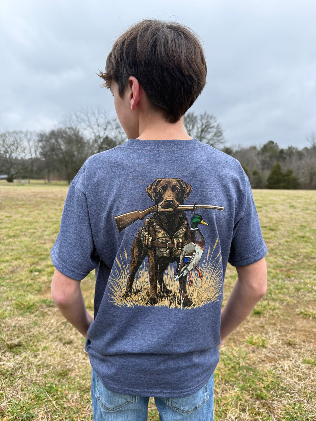 Brown Lab + Duck
