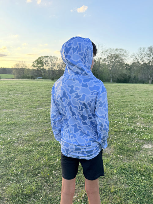 Blue Camo Fishing Hoodie
