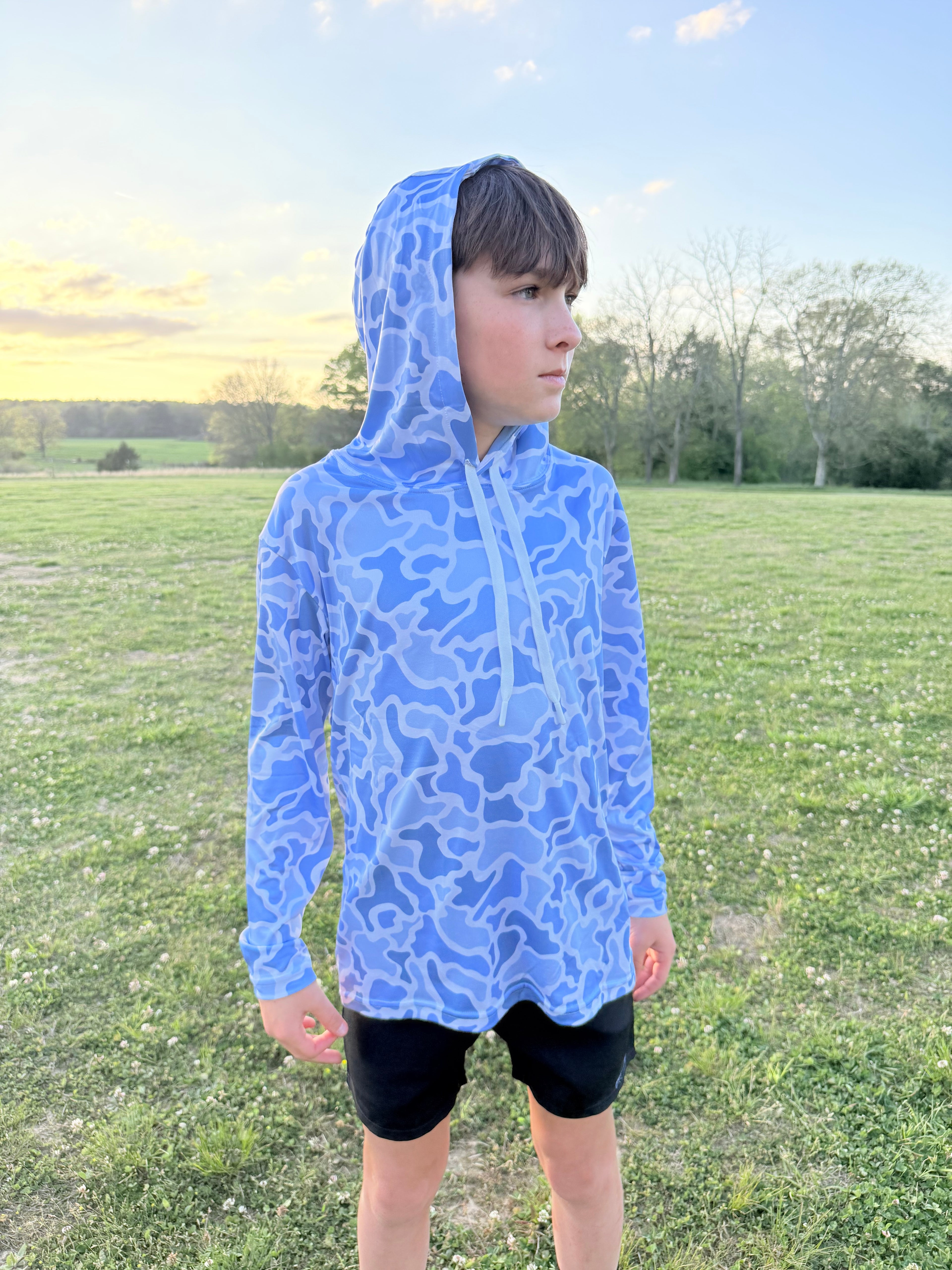 Blue Camo Fishing Hoodie